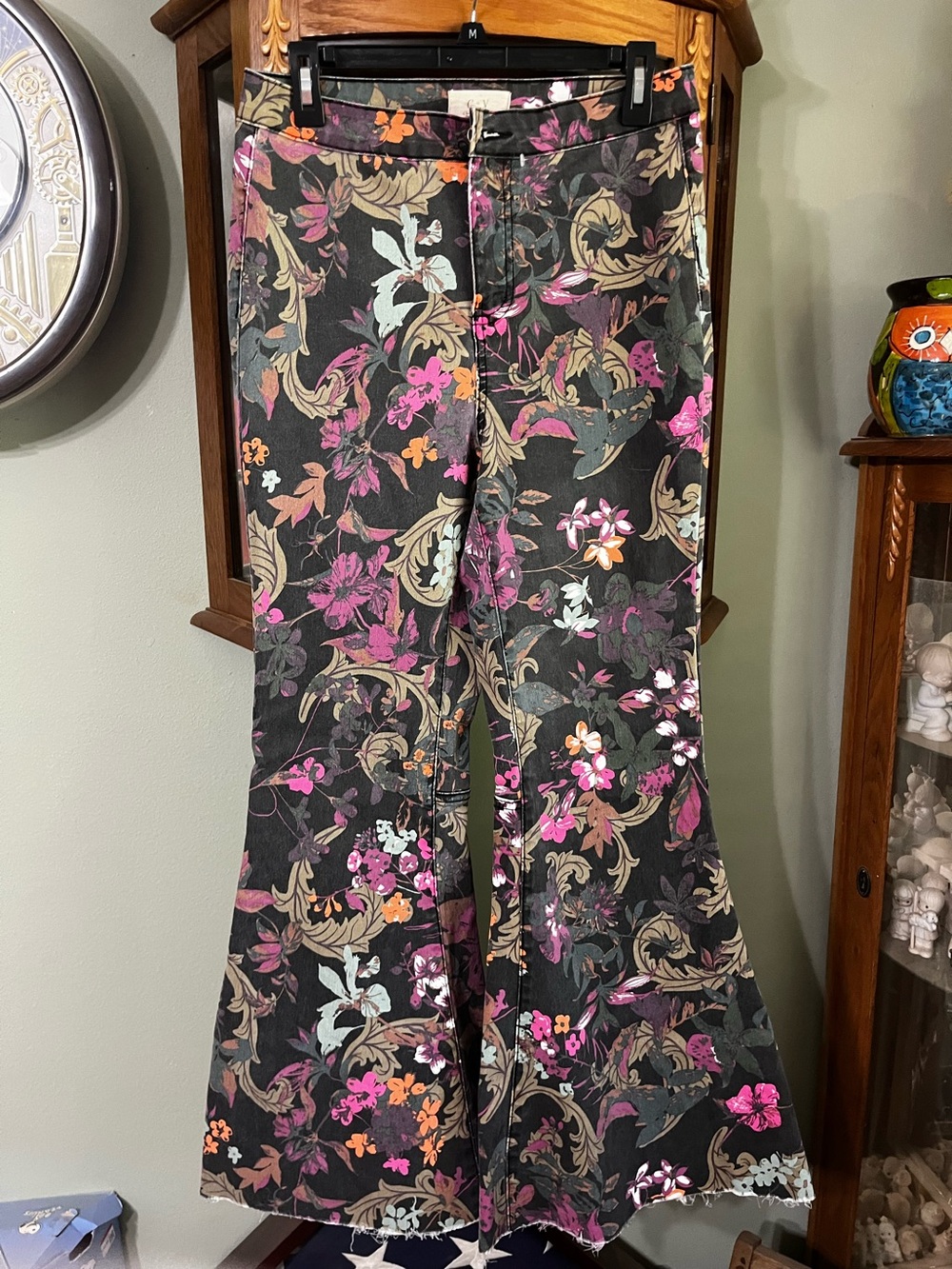 Chelsea & Violet Floral Boho Hippie Wide Leg Festival Bell Bottom Jeans